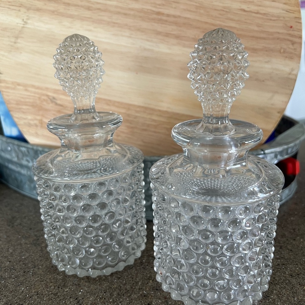2 Beautiful Glass Perfume bottles with stoppers